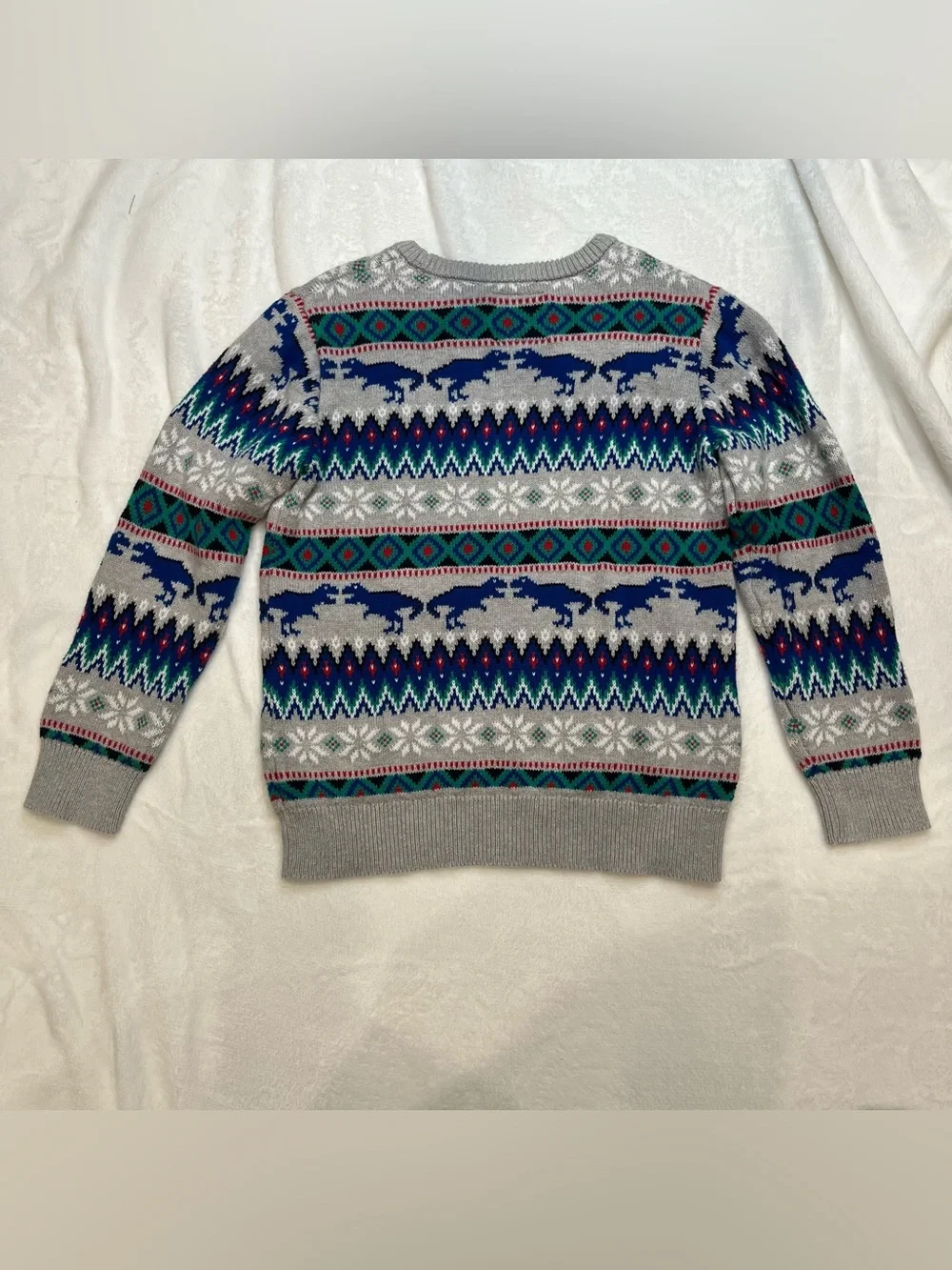 OshKosh B’gosh Boys Fair Isle Dinosaur Crew Neck Vintage Style Sweater Size 8